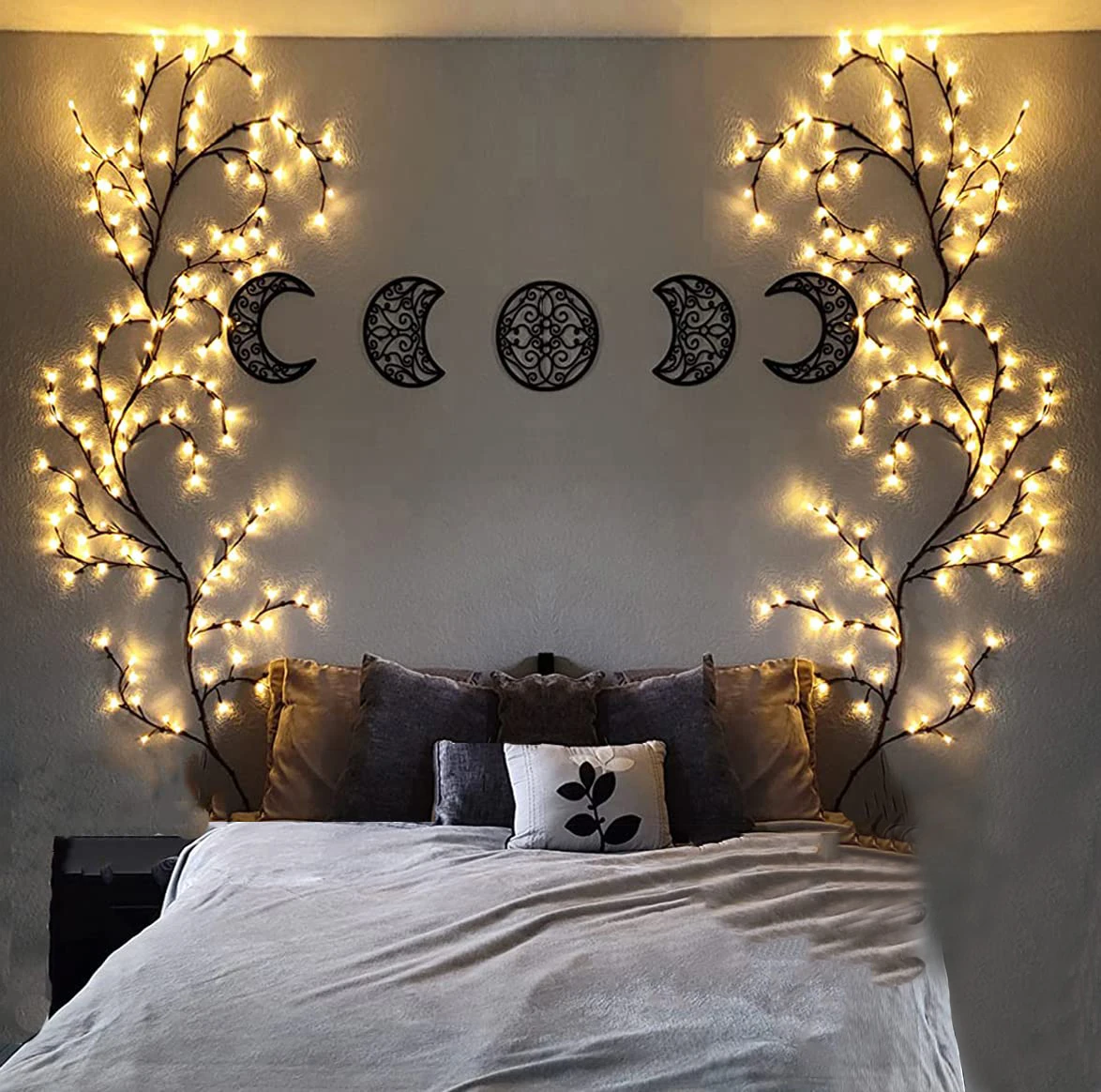 New Year Christmas Decorations  Artificial Plants Flowers Tree Willow Rattan Lights 144 LED Wall Bedroom Living Room Home Decor