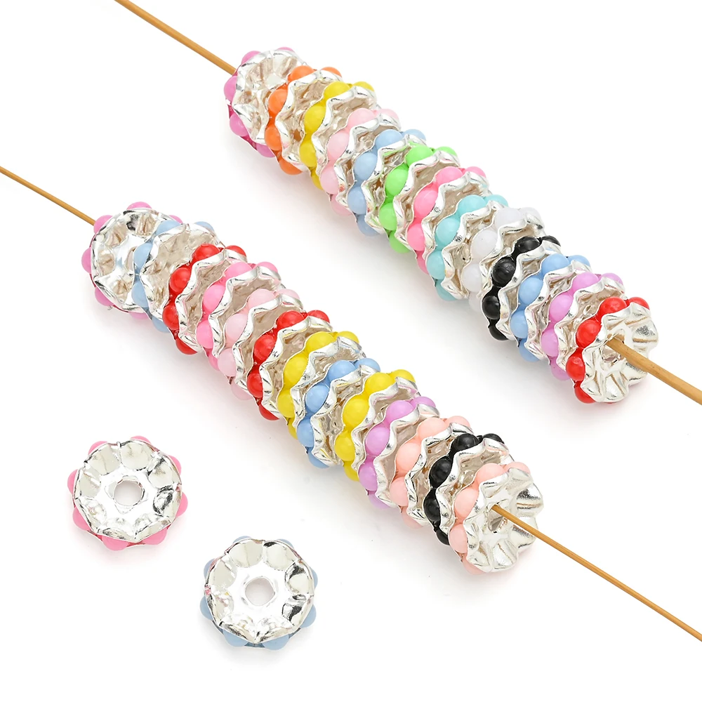 5/20 Stück 12mm Acryl-Legierungs-Abstandsperlen in Bonbonfarben, gewellte Blumenperlen für DIY-Schmuckherstellung, Armbänder, Halsketten, Bastelarbeiten – Detail 6