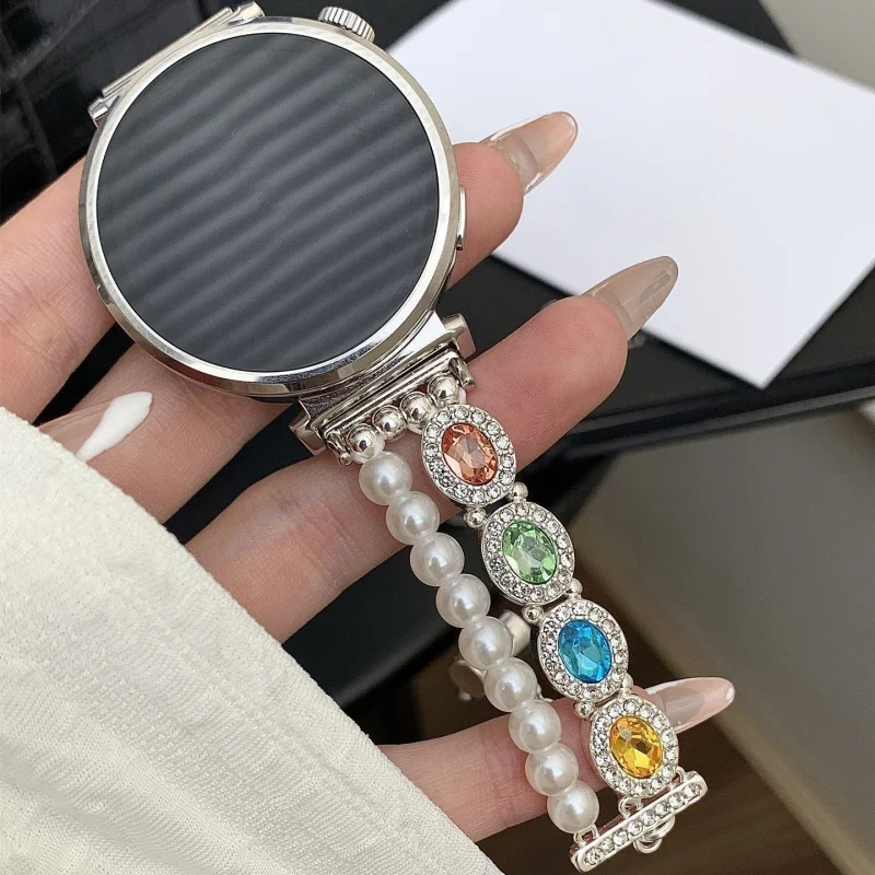 

Round diamond encrusted pearl for HUAWEI Watch Fit3/Fit4 and HUAWEI Band 8/9/10 NFC Manual Wristband
