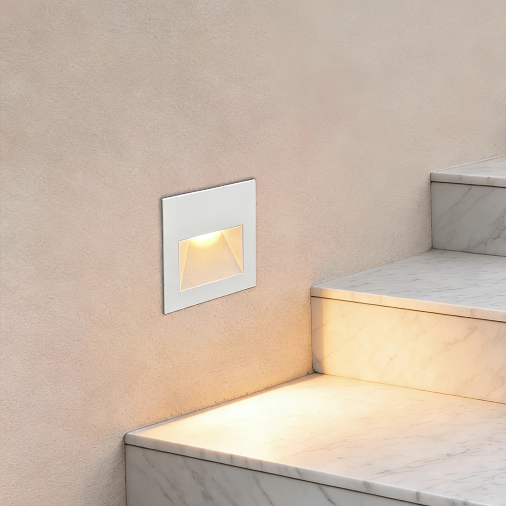 SANDIY Recessed Step Light Outdoor Wall Sconce with Motion Sensor Waterproof Stair Lamp IP65 Nightlights for Corridorr Garden 3W