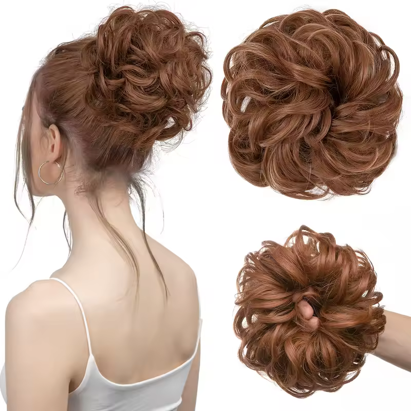 Synthetic Messy Hair Bun Extensions Big Curly Elastic Hair Scrunchies Hairpieces Chignon Donut Updo Hair Pieces for Women - Image 29