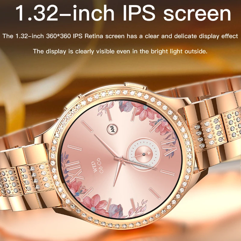 AK53 Lady Smart Watch Bluetooth Call Luxury Wrist Watches Bracelet Clock Smartband for Girl Fitness Tracker Relojes Inteligente