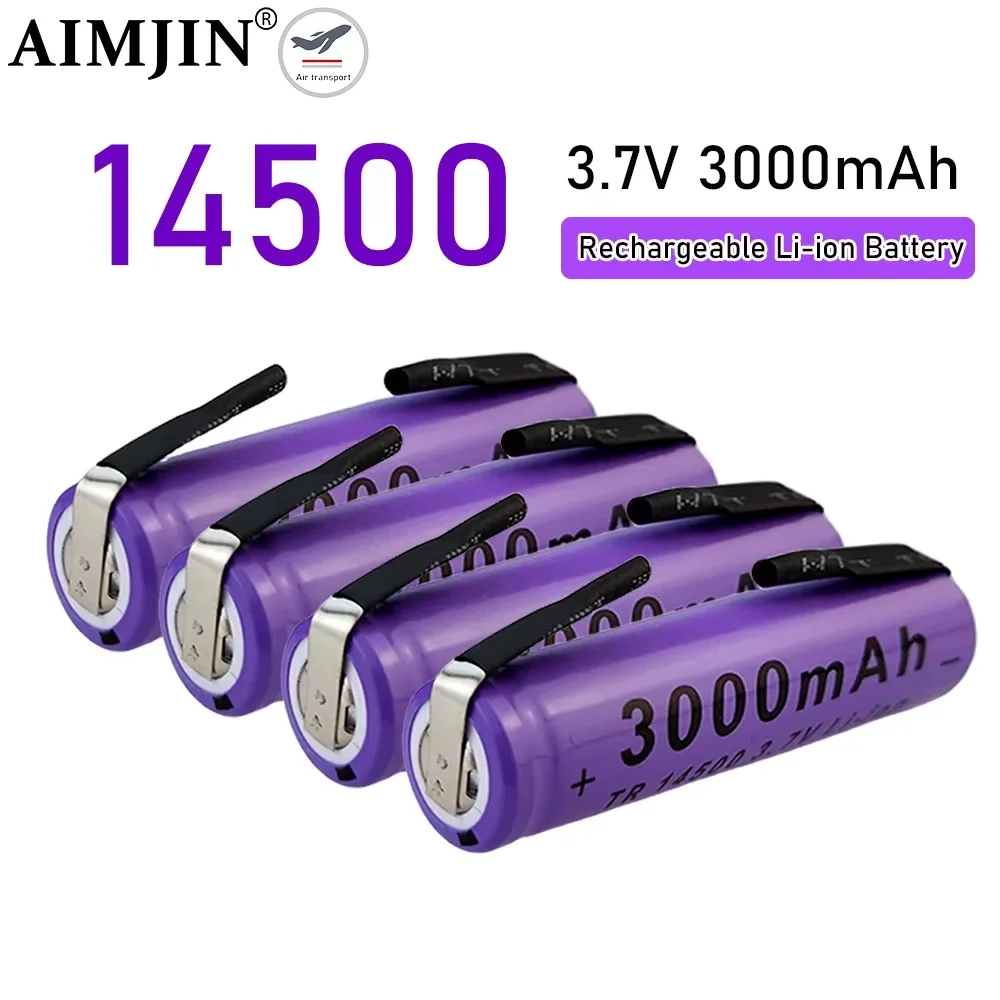 TR 14500 3.7V 1500mAh Lithium Ion Rechargeable Battery with Solder Tabs 14500 Cell for DIY Electronics Flashlights