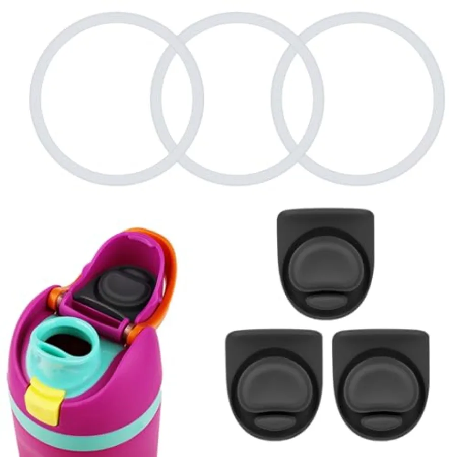 

Сменный стопор, 3 шт., совместимый с Freesip 19 24 25 32 40 унций с 3 силиконовыми уплотнительными кольцами для крышки, защита от утечек воды Bo