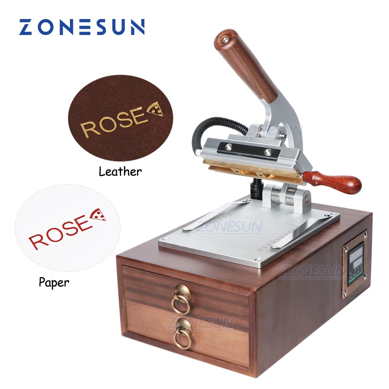 ZONESUN Custom Letter Stamps Leather Heat Press Machine Plastic Wood Paper Card Phone Case Embossing Hot Stamping Foil Machine