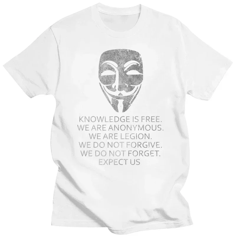 Guy We are Fawkes Anonymous Computer Science Hacker Summer Tops Knowledge Is Free T-Shirt Tees T Shirt top tee harajuku tshirt