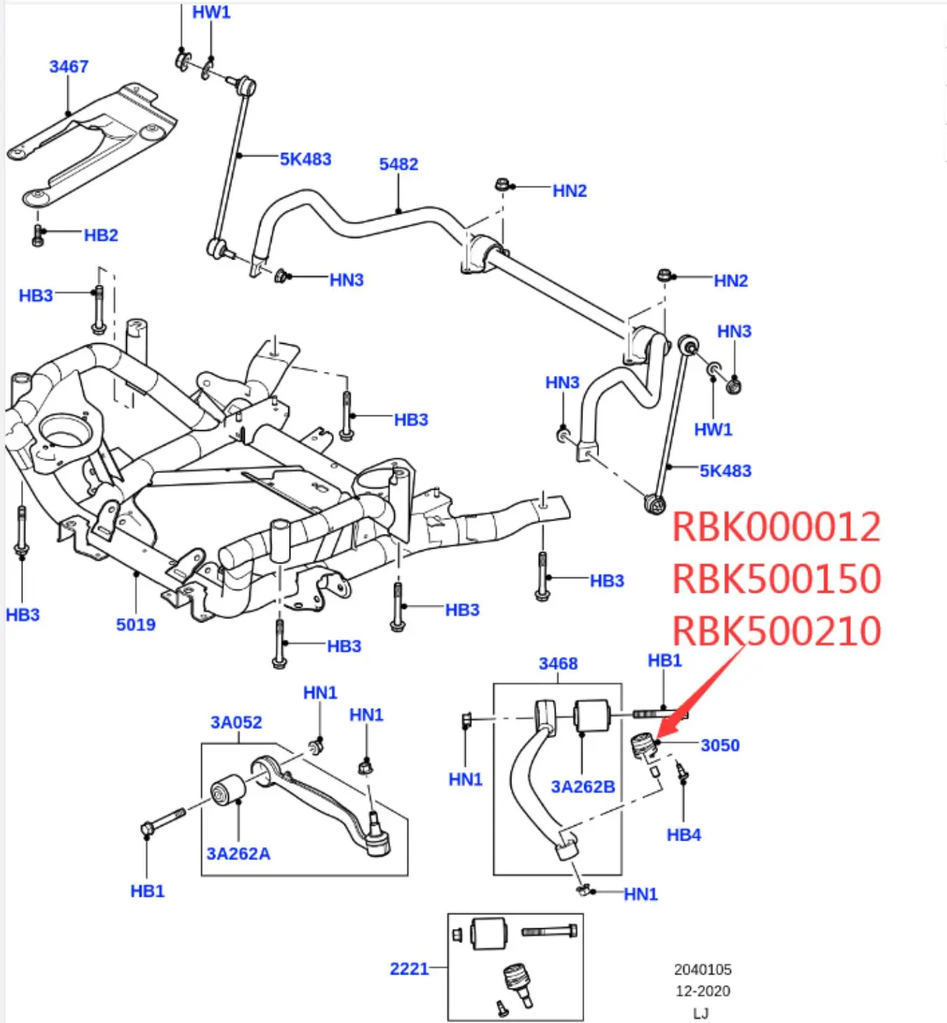 Land Rover front lower suspension arm ball joint is applicable to Range Rover Administrative 02-12 L322 RBK500150 RBK500210