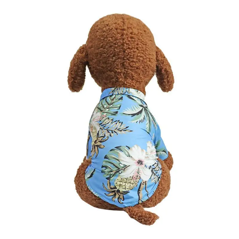 Summer Dog Clothes Cat Shirt Hawaiian Style Thin Section Refreshing Breathable Small Pet for  Bomei French Fighting