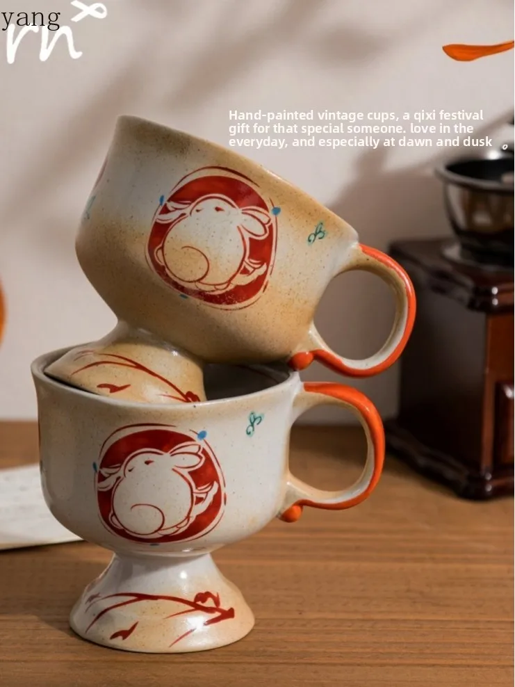 LMM retro style ceramic coffee cup premium feeling water cup birthday gift