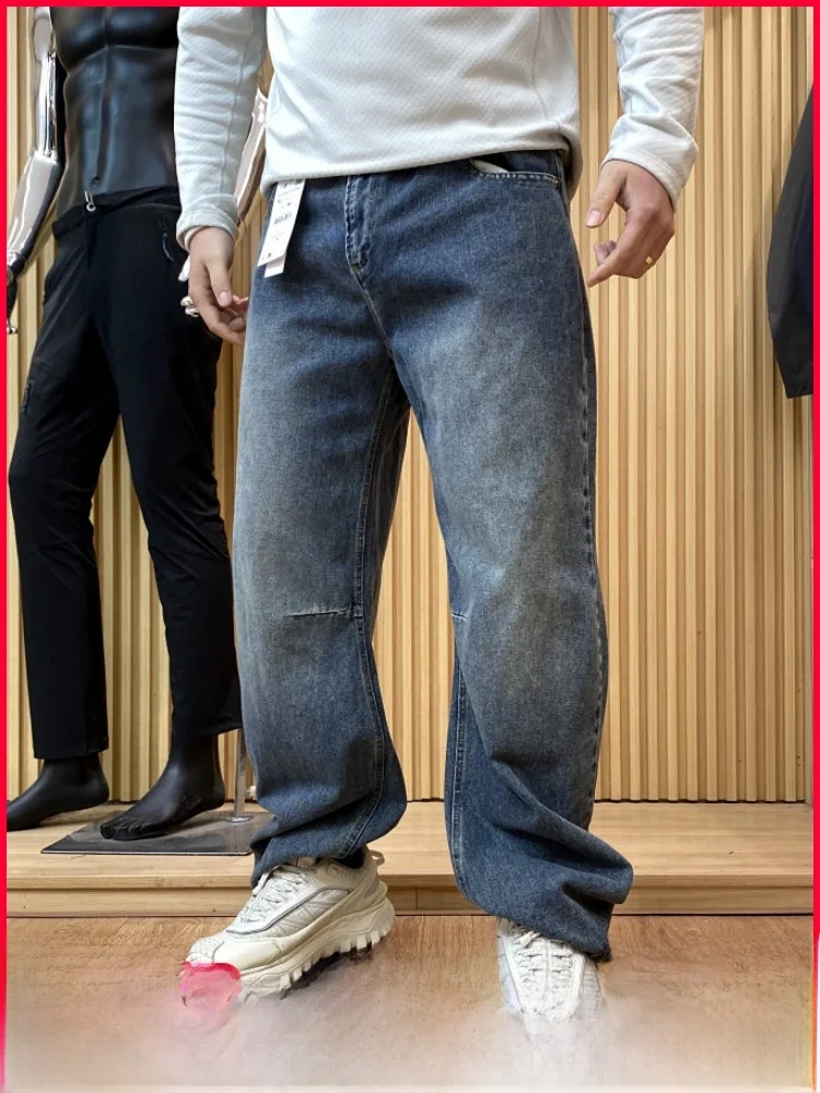 

Мужские джинсы с широкими штанинами в стиле ретро, повседневные, свободного кроя, весенние, в стиле унисекс, модные, свободные джинсы высшего качества