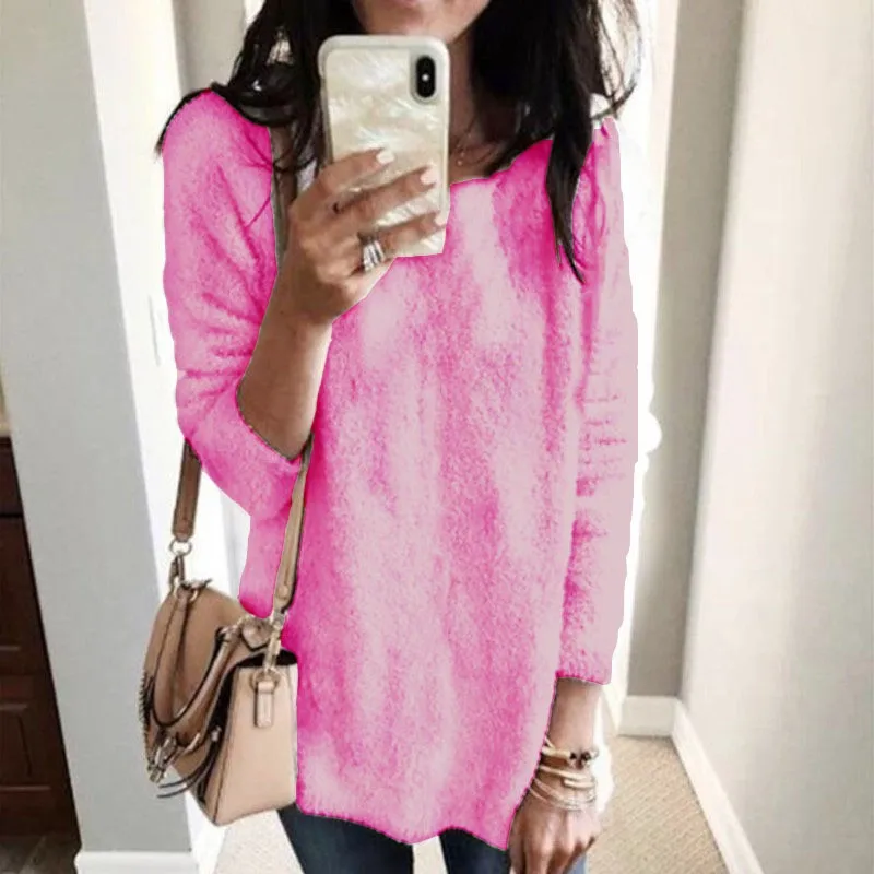 Single Round Neck Sweater with Slim Fit Commuter Chic Lightweight Long Sleeve Pullover Regular Length Autumn Women Sweater