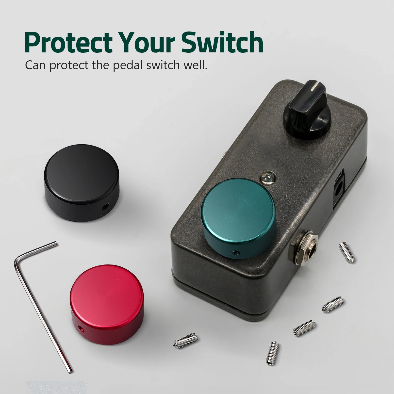 

4Pcs Guitar Effect Pedals Toppers Covers Wrenches Screws Expanded Contact Surface High-End Appearance Guitar Pedal Button Cover