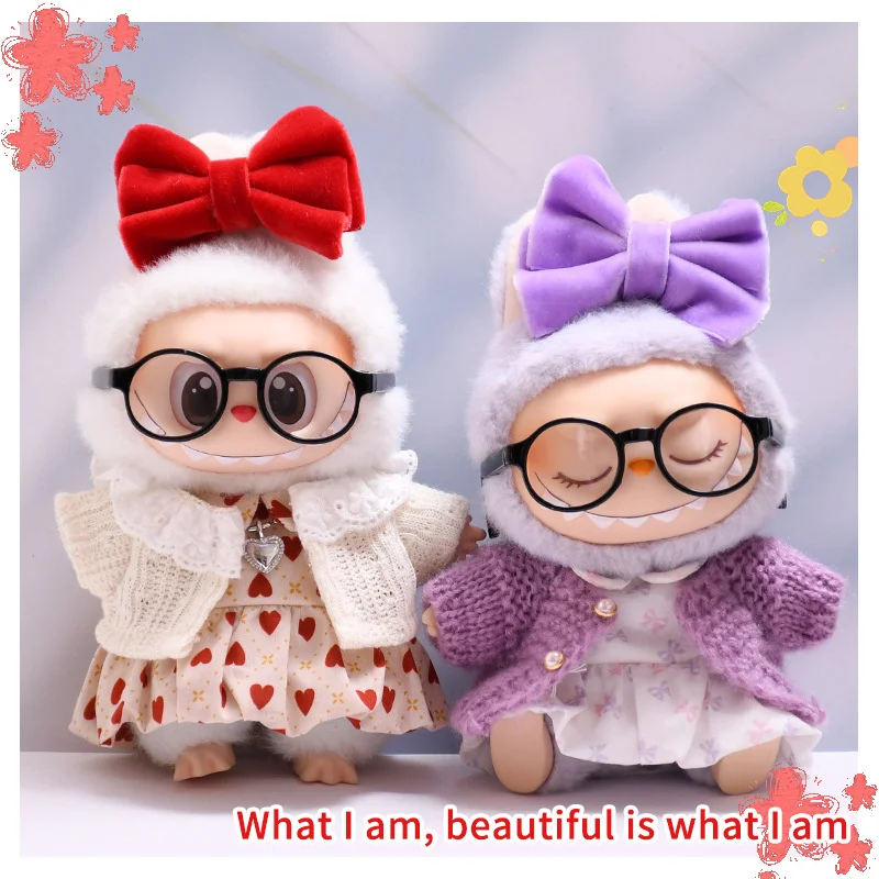 

Для V1 V2 кукольная одежда Labubu, комплект юбки с бантом «Любовь», сменная одежда Labubu, аксессуары для кукол