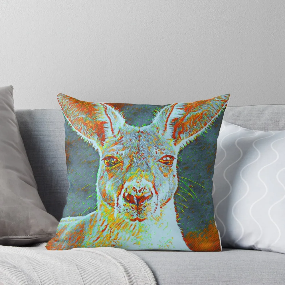 Cute Kangaroo Watercolor Painting Throw Pillow anime girl Decorative Cushion Pillow