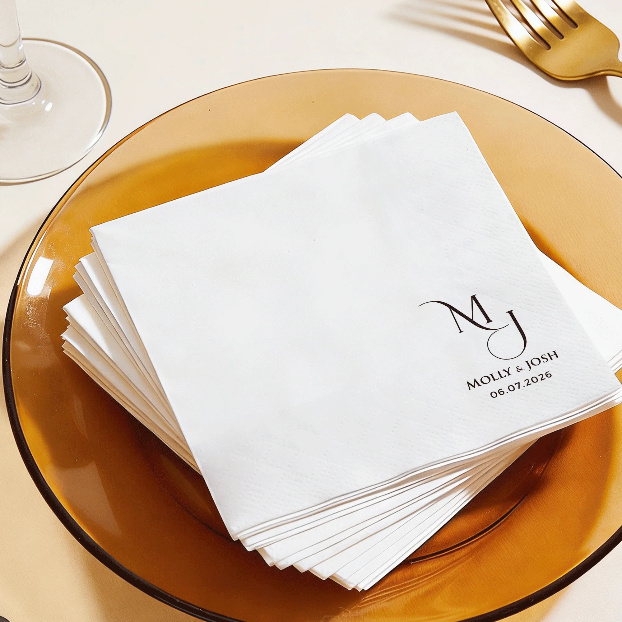 Personalized Paper Napkins for Wedding Custom Cocktail Napkins of Text Elegent Disposable Napkins,for Baby Shower Hen Party