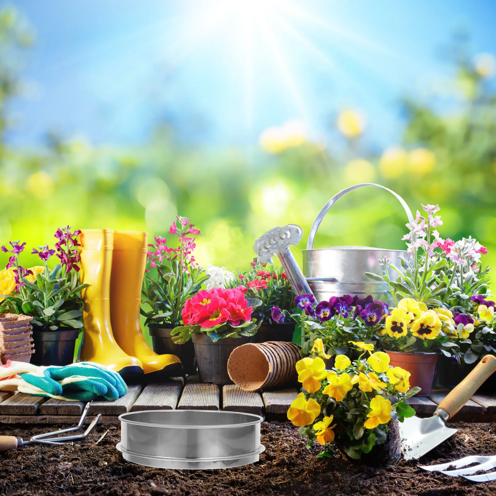 

6Mm Hole Stainless Steel Soil Sieve Sifter Garden Sand Rock Compost Mesh Screen Outdoor Gardening Tool Sifting Pan For Bonsai