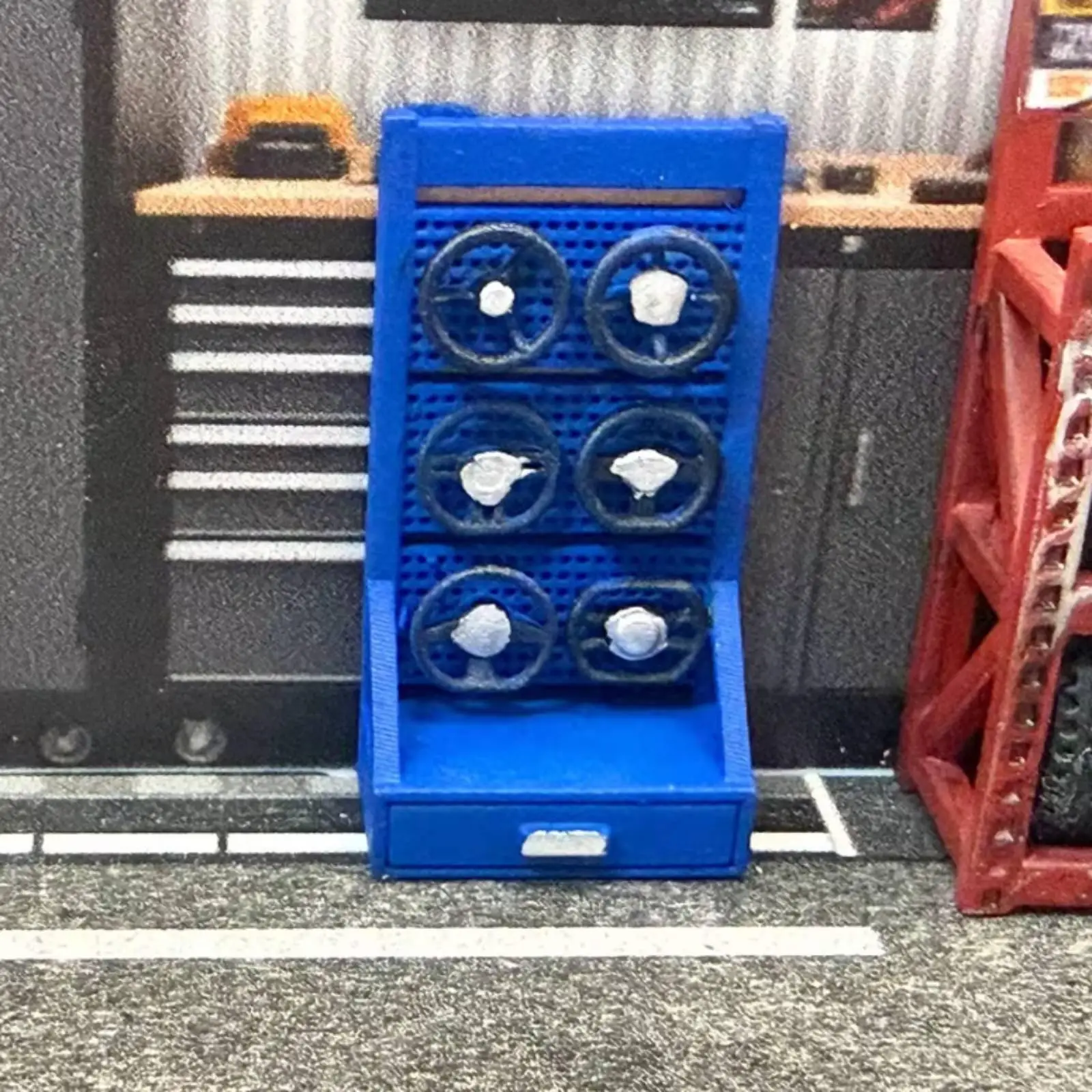 1/64 Scale Steering Wheel Rack High Detailed 1/64 Scale Brake Disc Holder 3D Printed Miniature shockproof Stand for Workshop