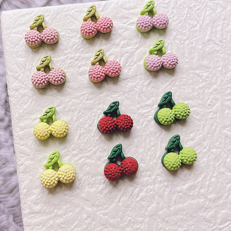 

10PCS Spray Painted Metal Lychee 3D Nail Art Charms Fruit Accessories Parts For Manicure Nails Decoration Supplies Material