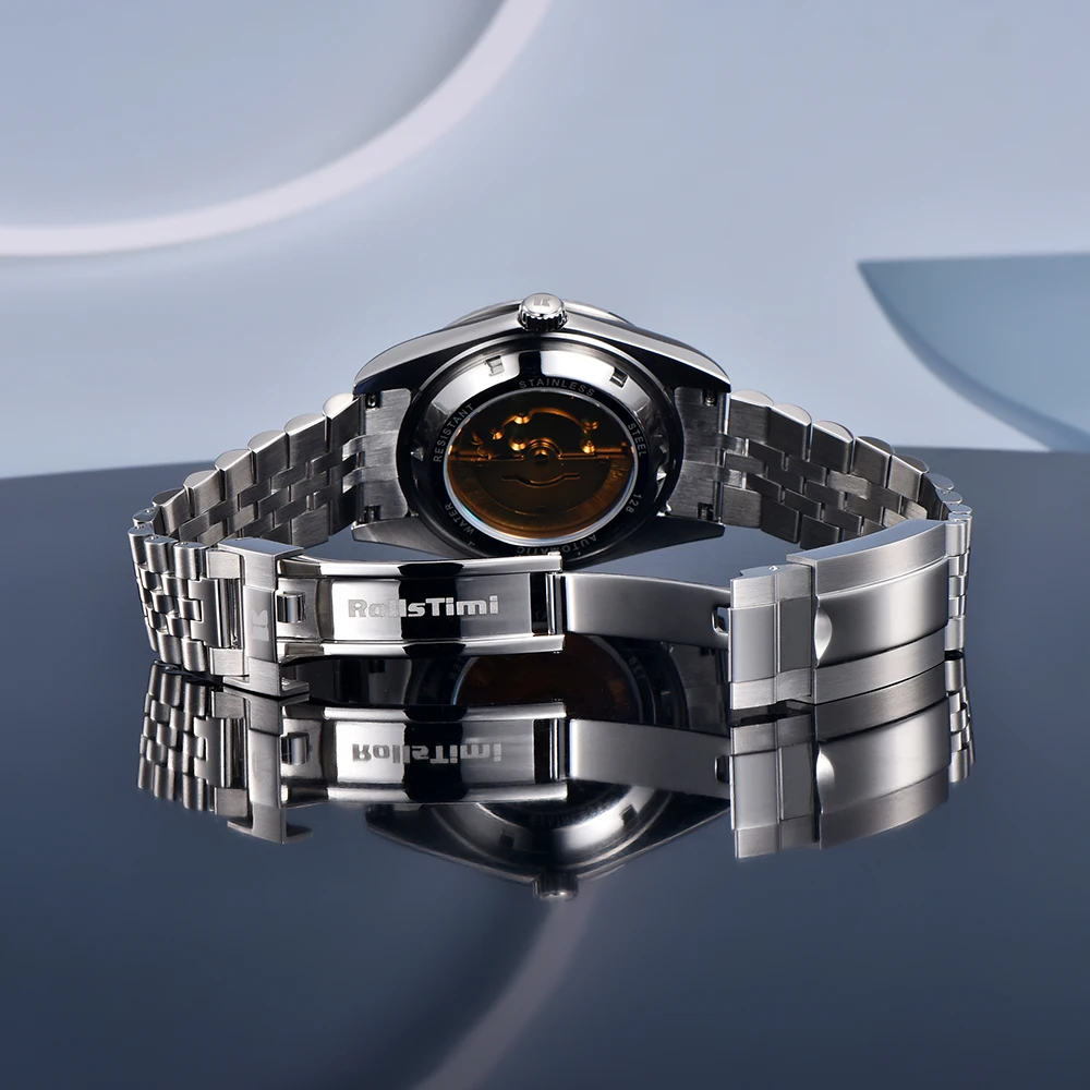 جديد RollsTimi 2025 ساعة رجالي ساعة يد ميكانيكية فاخرة ساعة أوتوماتيكية مقاوم للماء الفولاذ المقاوم للصدأ مضيئة أفضل هدية للرجال