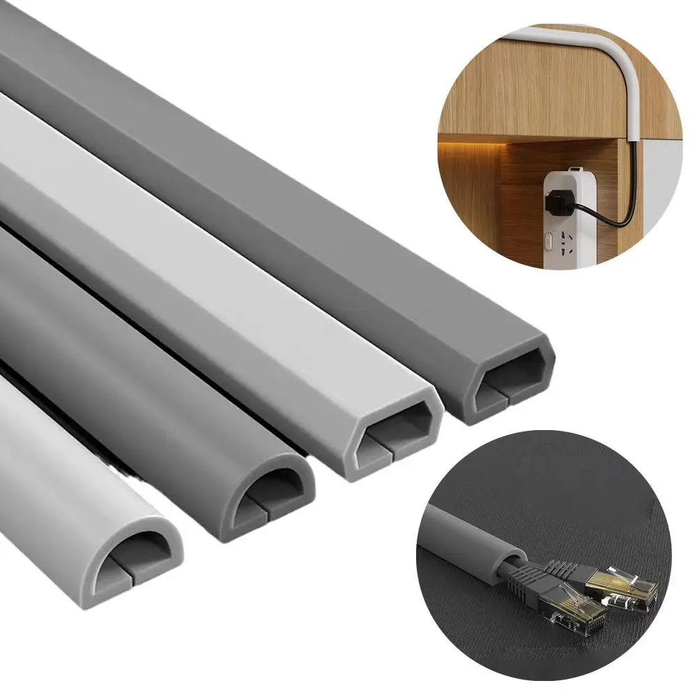 Anti-extrusion Floor Cord Cover Self-Adhesive Arc Cord Protector Durable Extension Wiring Duct Protector Home Outdoor