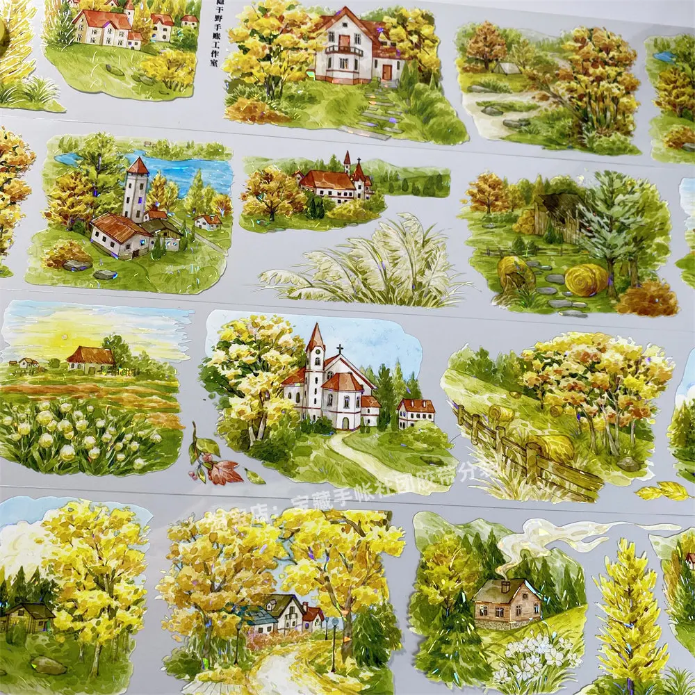 

Washi Pet Tape Journal Northern Suburbs Autumn Small Hidden In Wild Town Field Road Ancient Chinese Scrapbooking Planner Sticker