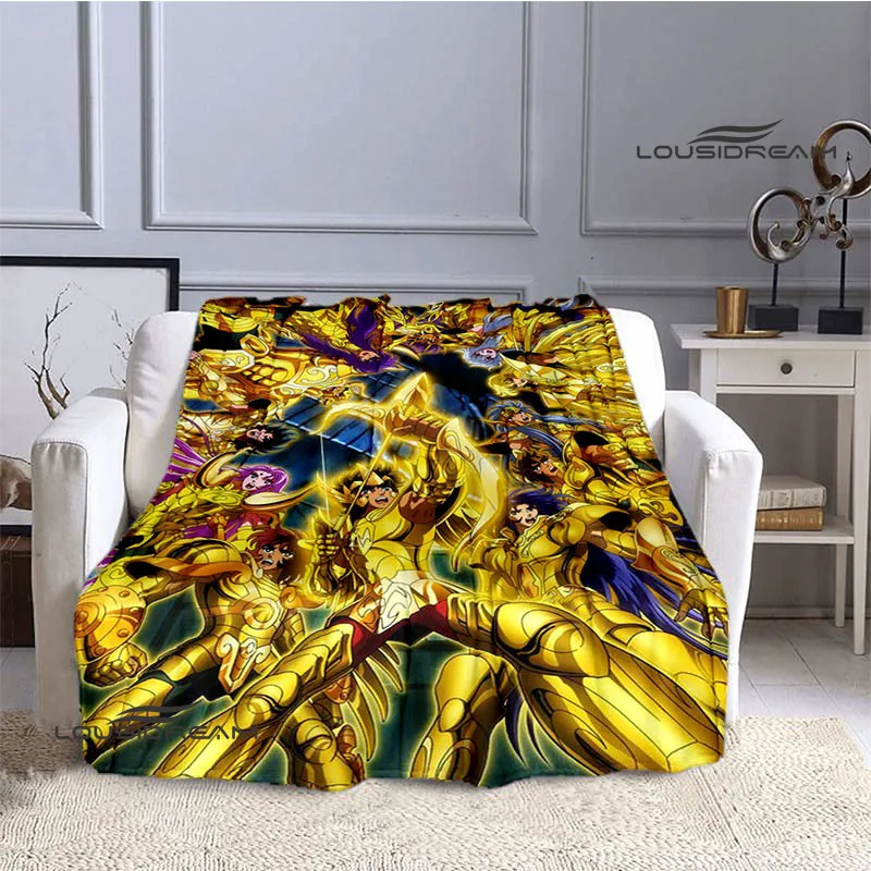 Knights of the Zodiac Cartoon printed blankets warm flannel blanket soft and comfortable home travel bed blanket birthday gift