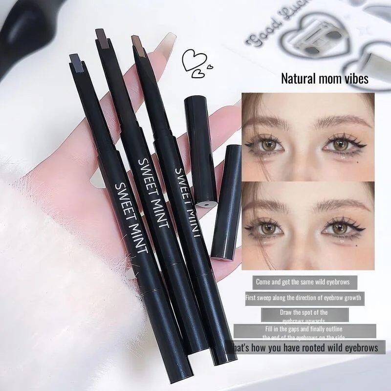 Waterproof Rotatable Grey Brown Eyebrow Pencil No Blooming Smooth Matte Double Head Long-Lasting Eyebrow Tattoo Pen Makeup