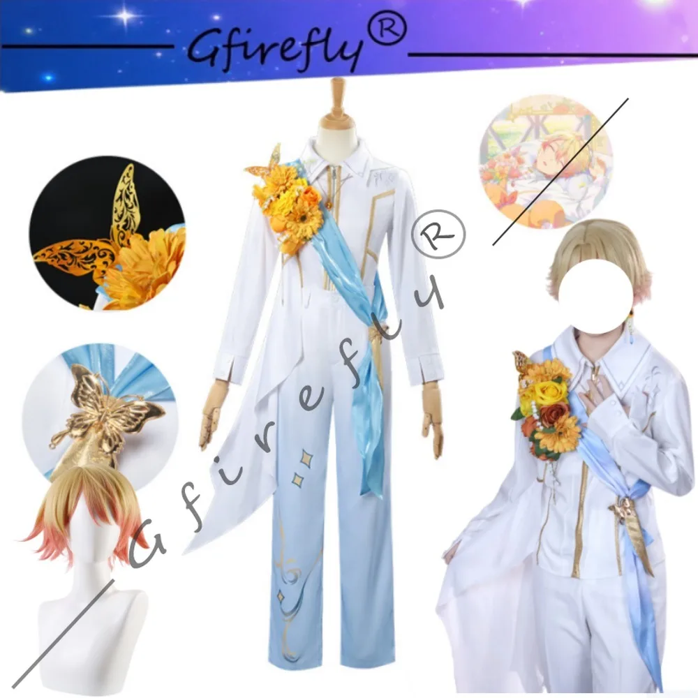 

Tenma Tsukasa Virtual Idol Exquisite White Suit Uniform Cosplay Costume Stage Performance Unisex Halloween Comic Con Outfit