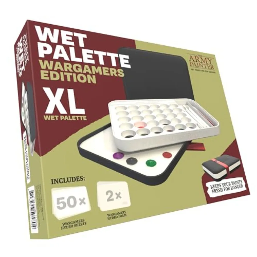 

Wargamers Edition Wet Palette, XL Palette for Acrylic Paints Set Including 50 Hydro Sheets, 2 Hydro Foams and Free Painting Gui