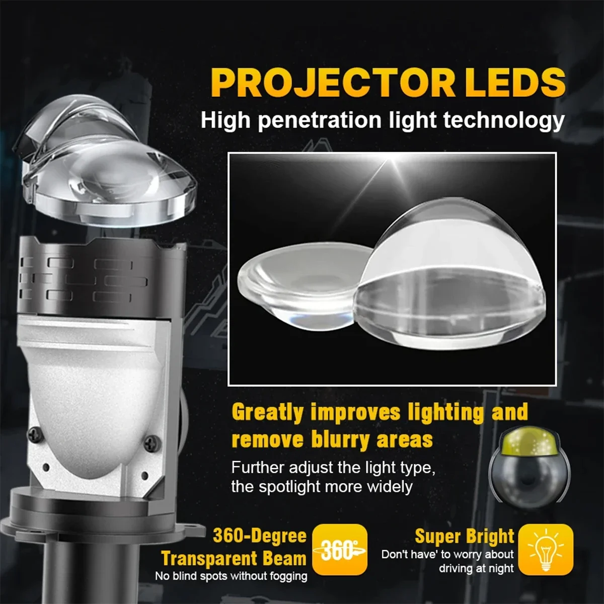 

PMAPSEE H4 Bi светодиодный объектив проектора, лампы для мотоциклетных фар, двойной дальний ближний свет 12 В A6C Plug & Play, автомобильные светодиодные фары