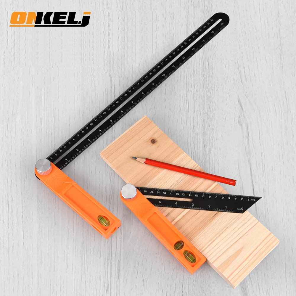 Onkel.J Activity Angle Ruler Protractor Horizontal Sliding T-Bevel Square Carpenter Measuring Tape Multi Angle with Inch/cm