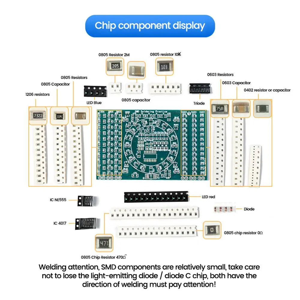 DIY Parts Flow Light Functional Circuit Board Welding Skills Practice Board Teaching and Training Electronic Kit 3-12V HU-032SA