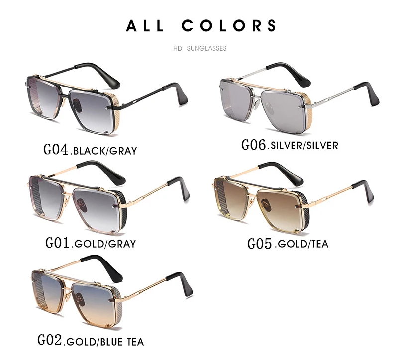 2023 Steampunk Sonnenbrille Für Männer Vintage Punk Sonnenbrille Frauen Trendy Platz Mode Gläser Luxe Gafas De Sol Hombre Zonnebril – Detail 19