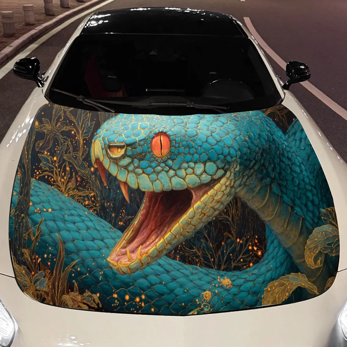 

Жестоко-зеленый, красноглазый, Pit Viper, виниловые наклейки на капот автомобиля, защитная поверхность автомобиля, наклейка, украшение автомобиля, виниловые обертки, водонепроницаемые