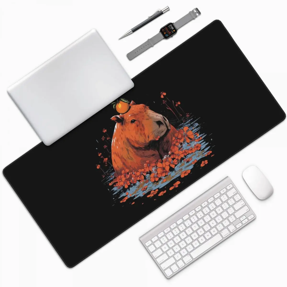 Cartoon Capybara Oil Painting Large Mouse Pad Computer Keyboard Mouse Mat Gamer PC Laptop Desk Mat Office Accessories Table Mats