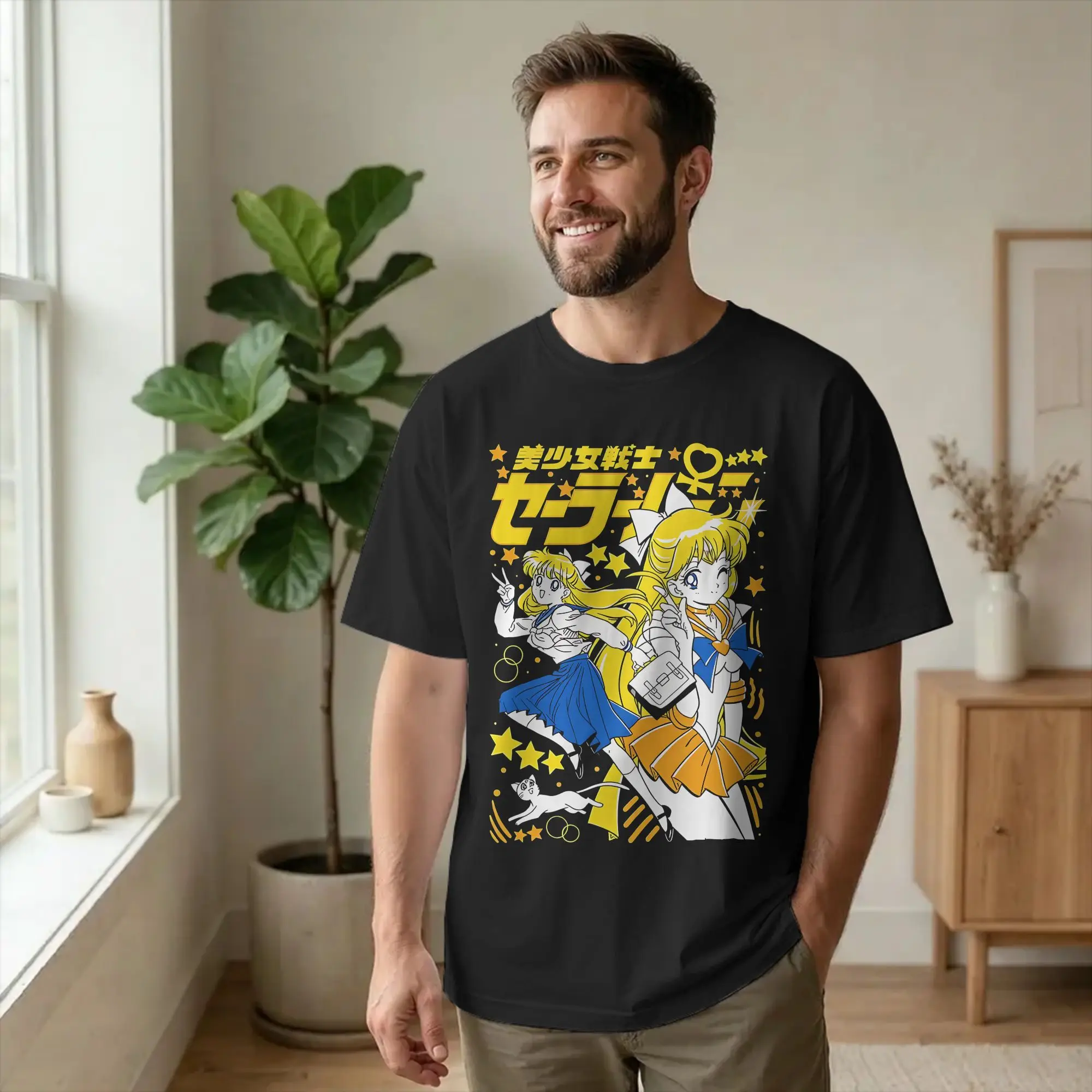 Print Anime Sailors Moons T-Shirt Unisex 100%Cotton Short Sleeve Crewneck Summer Top Tee