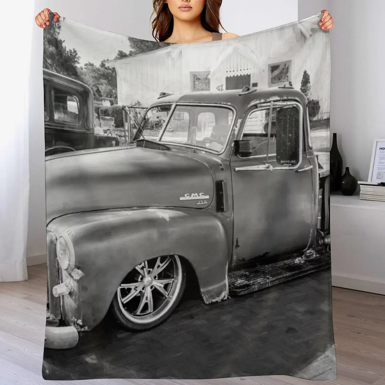 New 1950 GMC 5 window C150 Rat Rod Pick Up Truck Throw Blanket Softest Moving Blankets Sofas Of Decoration Furry Blankets