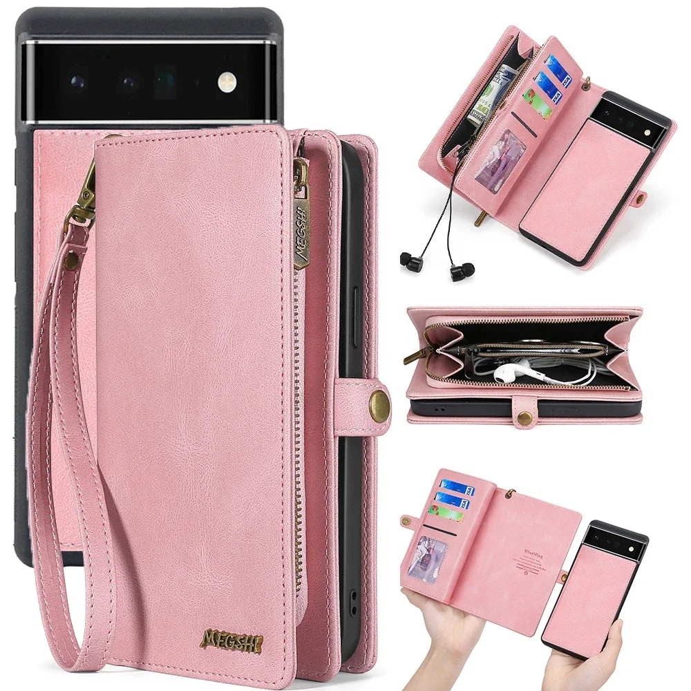 

Case for Google Pixel 9 Pro XL Pixel 9 8 7 6 Multifunctional Wallet PU Leather Phone Case For Google Pixel 8A 7A 6A Card Cover