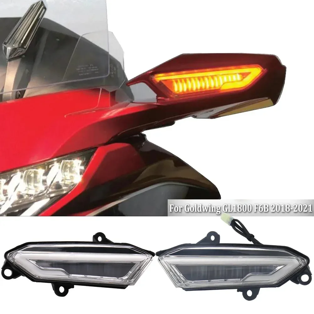 Motorcycle Rearview Front View Mirror LED Turn Signal light Lamp Flasher Indicator for Honda Goldwing GL1800 F6B 2018-UP