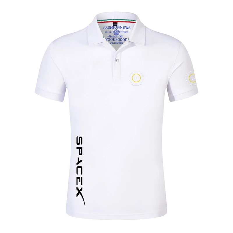 2025 Summer SpaceX Space X Logo Print Popular Handsome Comfortable Short Sleeve Men's Trendy Solid Color Lapel Collar Polo Shirt