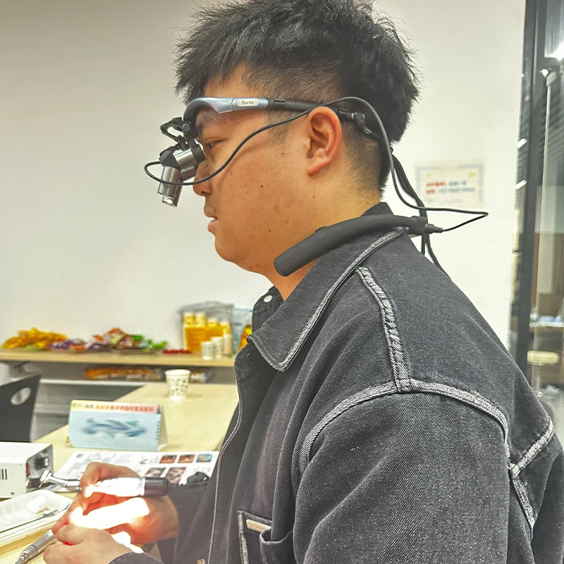 Burite 3W Headlight Neck Hanging Headlamp with Filter Dental Loupes Lab Use Belt Clip Style with Neck Hanging Battery