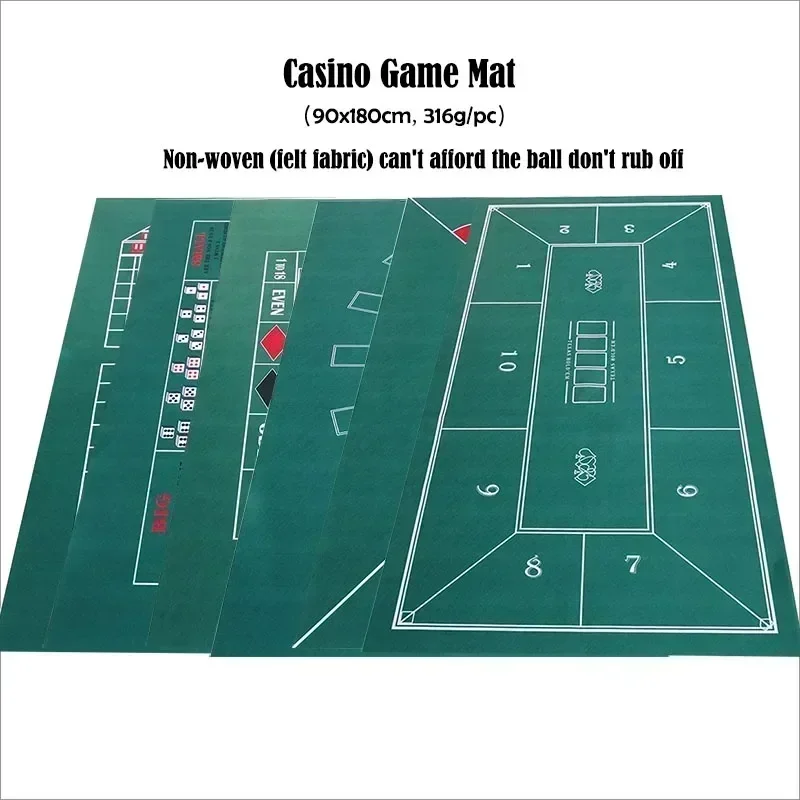 텍사스 홀드 엠 포커 바카라 블랙잭, 카지노 다중 게임 부직포 테이블 매트, 파티 엔터테인먼트 액세서리, 180x90cm