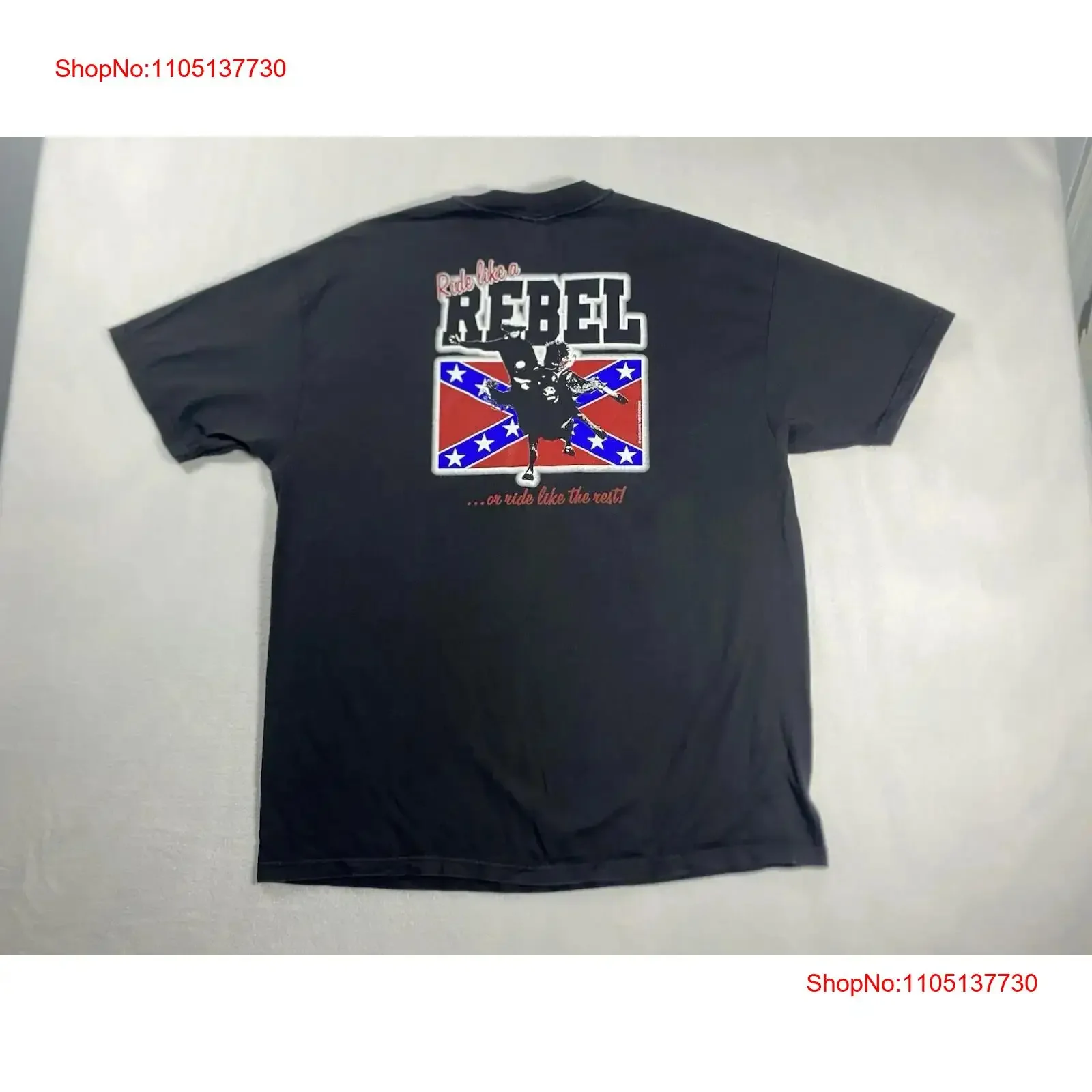 VINTAGE T Shirt 90 s Hard Buck Rodeo Co Ride Like A Rebel Size XL Black Cowboy vintage Washed Stretched Versatile Casual