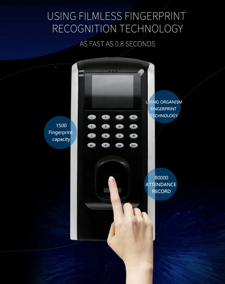 Biometric Recognition Fingerprint Access Control And Time Attendance Machine H-7F