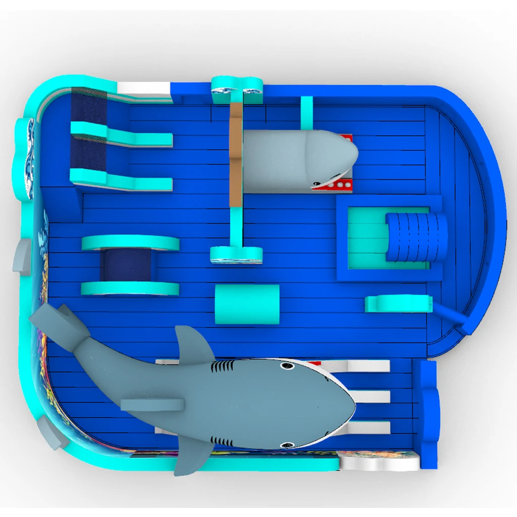 Super Large Shark Inflatable Park Inflatable Obstacle Inflatable Slide Large Capacity  Side Obstacle course bounce house