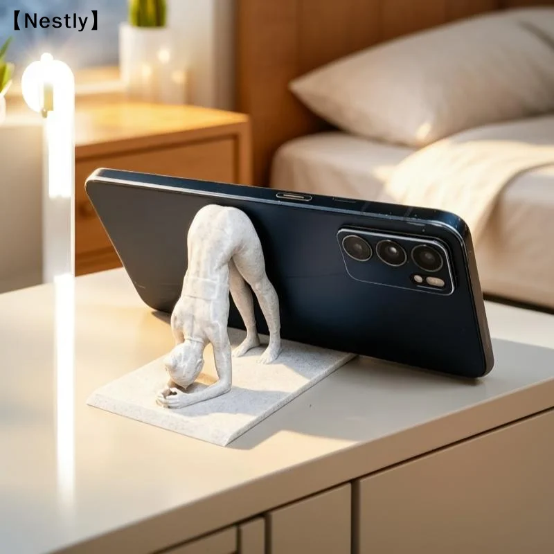 3D Printed Yoga Girl Phone Stand Creative Meditation Figurine Holder Stable Desk Phone Holder Home Office Decor〔Nest〕