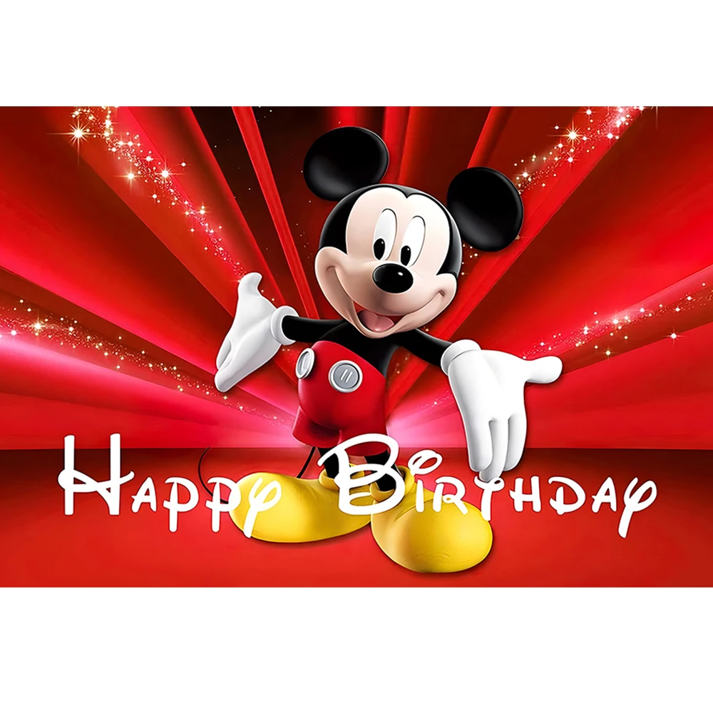 Disney Mickey and Minnie Background Decoration, Happy Birthday Party Background Baby Shower Smash Cake Background Customization