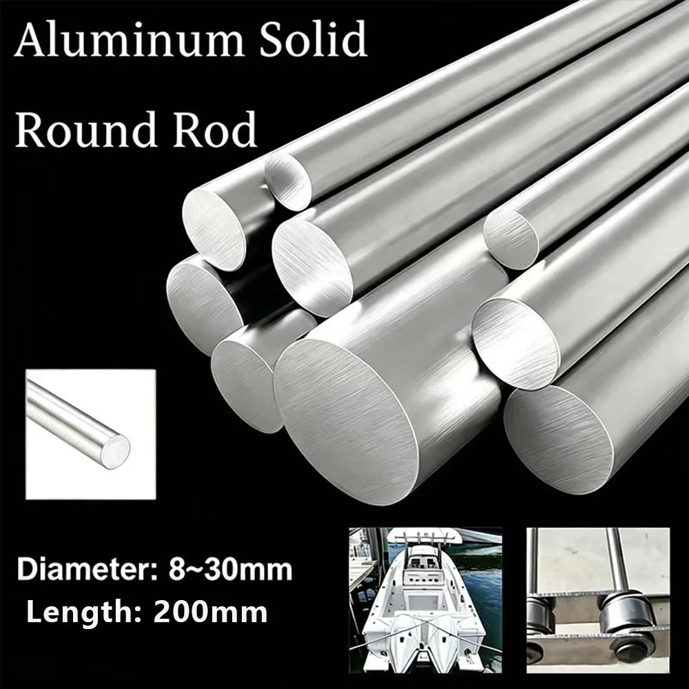 6061 Solid Aluminum Round Rod 2Pcs, Outer Diameter 8/10/12/14/15/16/18/20/22/25/28/30mm, 250mm Long Alloy Bar