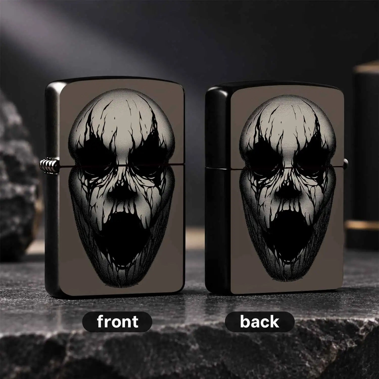 Retro Dark Cracked Skull Pattern Portable Lighter, Stylish Cool Atmospheric Daily Accessory, Practical Multi-Scene Ignition Tool For Outdoor Camping, Home, Office, Ideal Unique Creative Present For Friends, Family On Ho A Humorous And Inter
