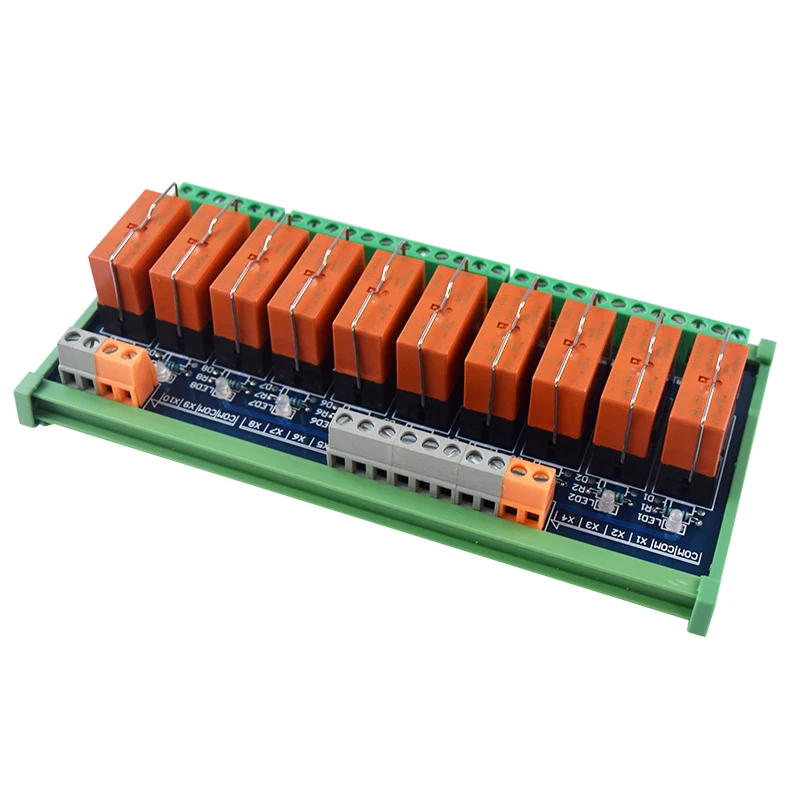 Huaqingjun 10-Channel Taike Relay Module SPDT 12A 250VAC DC24V Relays for PLC